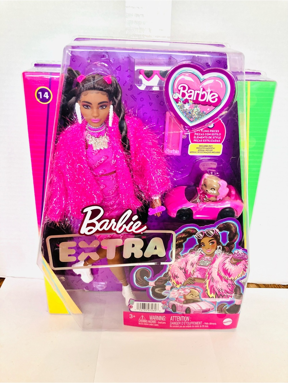Barbie Extra #14 Fashion Doll New Pink Jacket/Pet
